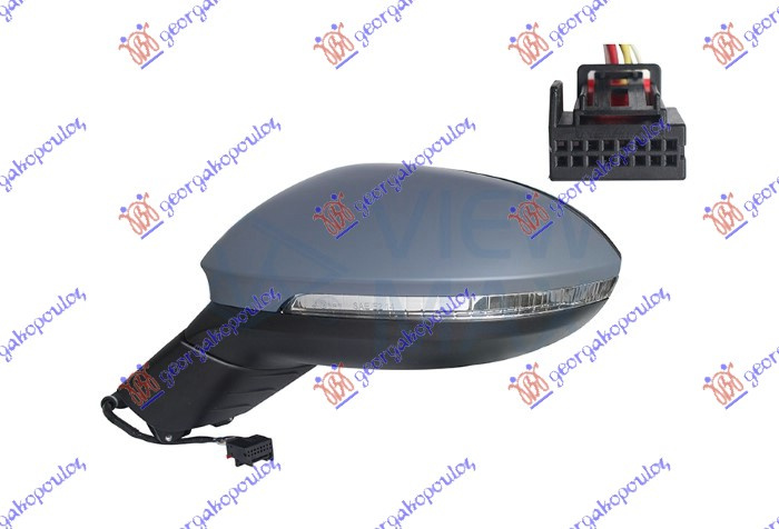 Pasqyrë elektrike me ngrohje (gati për ngjyrosje) (me drita pulsuese) (6 pinë) (А cilësi) (xham asferik)