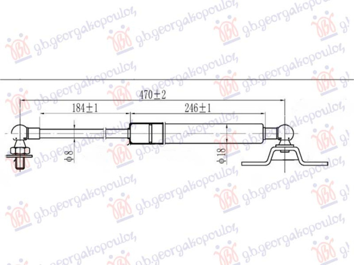 Amortizues (një) për derën e bagazhit (470L-206N)