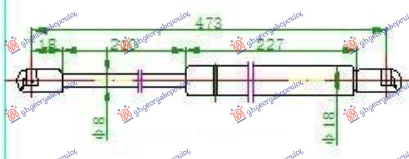 Amortizues (një) për derën e bagazhit 5 dyer (475L-625N)