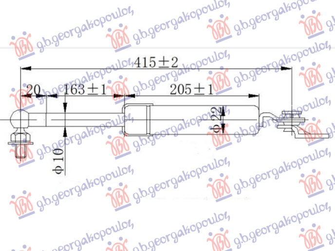 Amortizues (një) për derën e bagazhit (415L-470N)