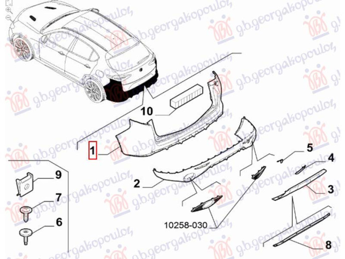 Parakolpi i pasëm i sipërm (me hapje për sensorë) (Origjinal)