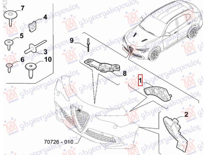 Kapës/mbajtës parakolpi i përparëm i sipërm plastik (Origjinal)