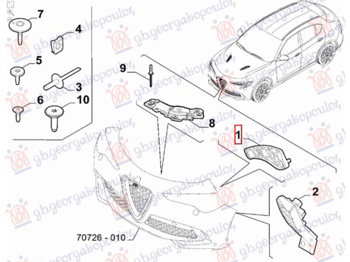 Kapës/mbajtës parakolpi i përparëm i sipërm plastik (Origjinal)