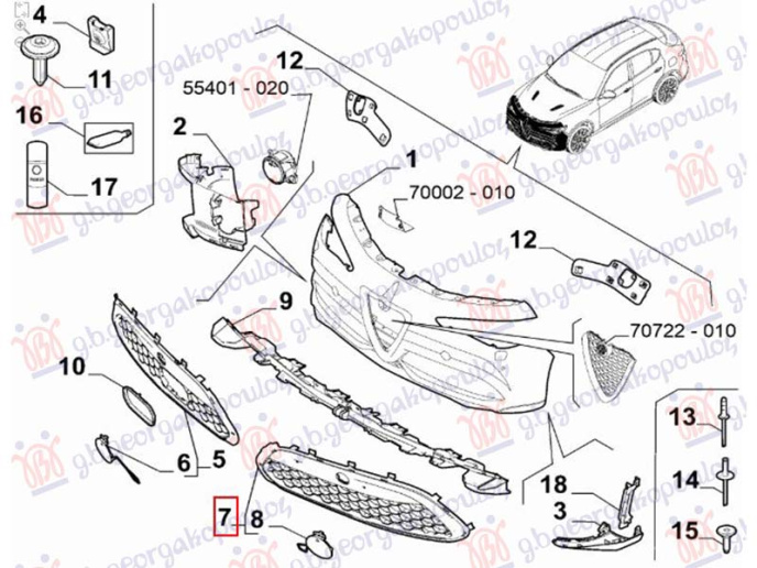 Grilë qendrore në parakolpin e përparme (Origjinal)