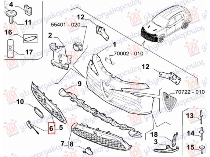 Kapak për çengel në parakolpin e përparëm