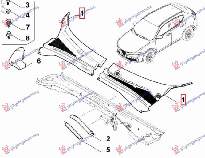 Kapak plastik i poshtëm i fshirëseve të xhamit (Origjinal)