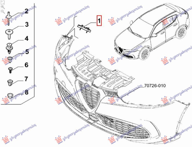 Kapës/mbajtës parakolpi i përparëm i sipërm plastik (Origjinal)