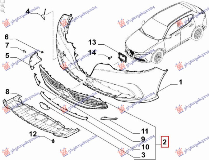 Grilë qendrore në parakolpin e përparme (Origjinal)
