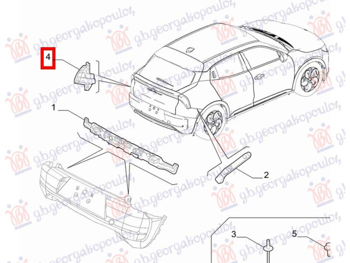 Shtërngues/mbajtës në parakolpin e pasëm (Origjinal)