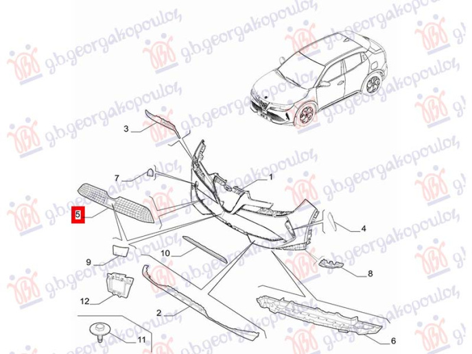 Grilë qendrore në parakolpin e përparme (Origjinal)