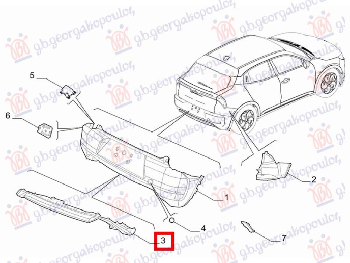Spoiler i parakolpit të pasmë, pjesa e poshtme (Origjinal)