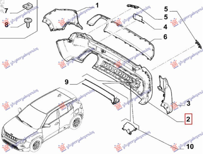 Parakolp i pasëm (me hapje për sensorë parkimi) (Origjinal)