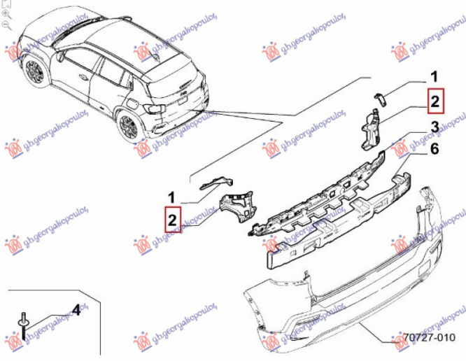 Kapëse/mbajtëse plastik e parakolpit të pasmë (Origjinal)