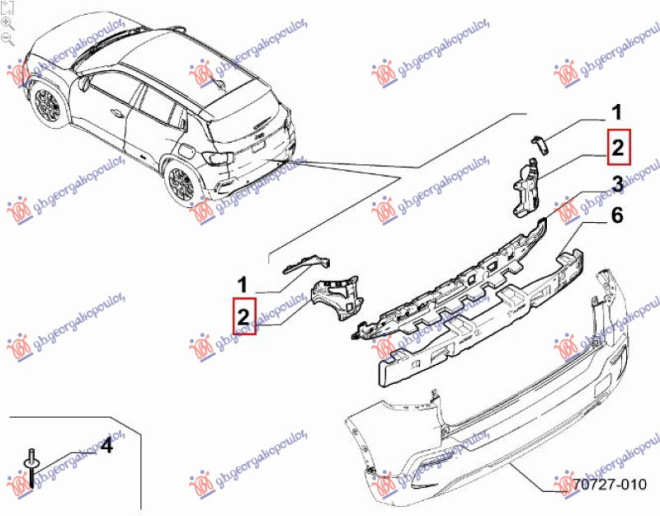 Kapëse/mbajtëse plastik e parakolpit të pasmë (Origjinal)