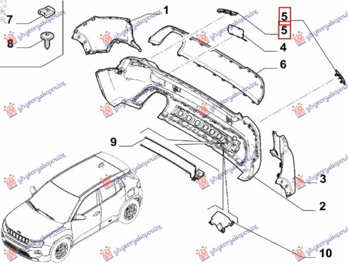 Reflektori/reflektori i parakolpit të pasmë (Origjinal)