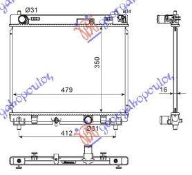 Radiator për motor dizel 1.4 D-4D (66KW) (350x480x16) (KOYO)