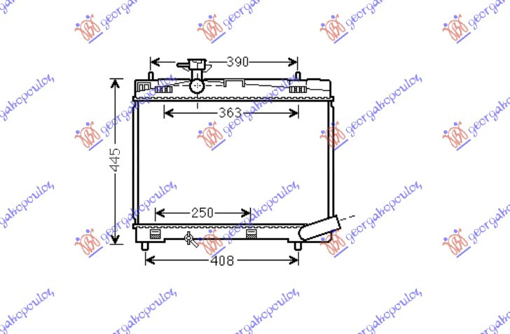 Radiator për motor benzinë 1.33VVT-I (73/74KW) (09-11) (350x480) (KOYO)