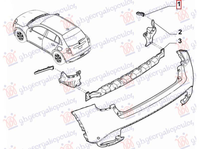 Kapëse/mbajtëse plastik e parakolpit të pasmë (Origjinal)