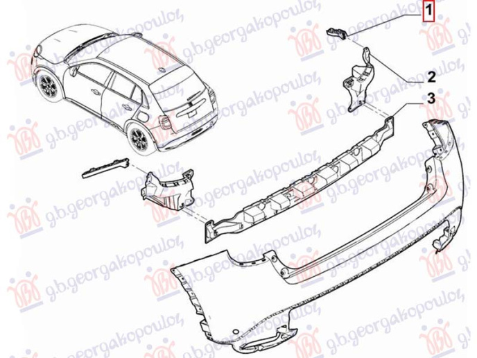 Kapëse/mbajtëse plastik e parakolpit të pasmë (Origjinal)