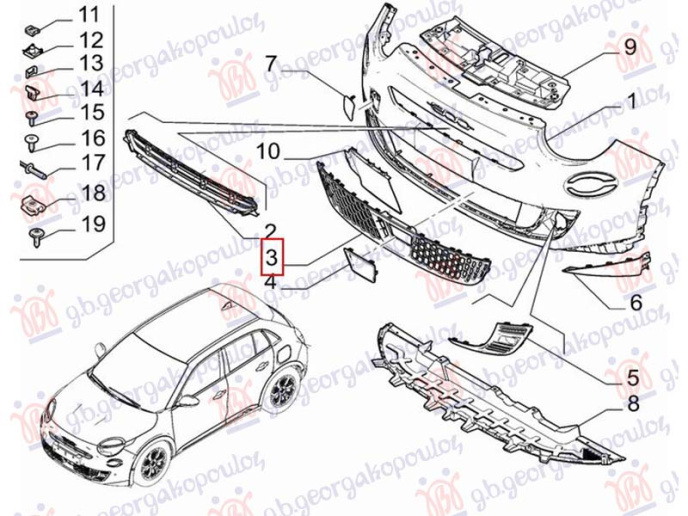 Grilë qendrore në parakolpin e përparme (Origjinal)