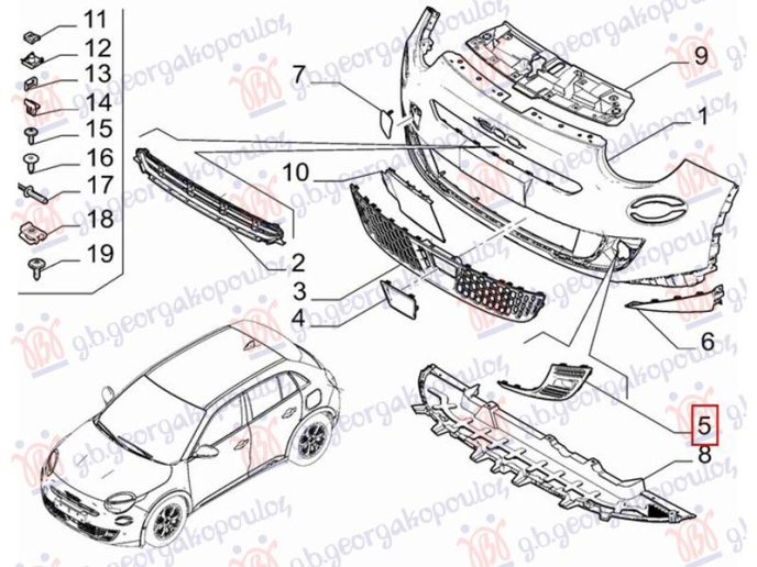 Grilë qendrore në parakolpin e përparme (Origjinal)