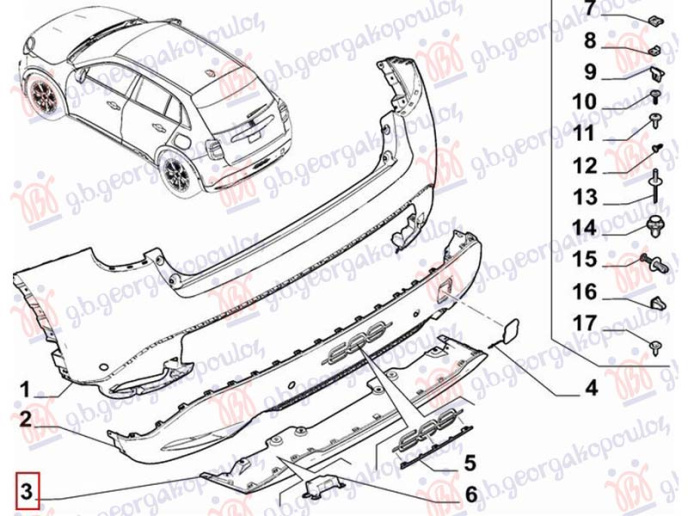 Spoiler i parakolpit të pasmë, pjesa e poshtme (Origjinal)