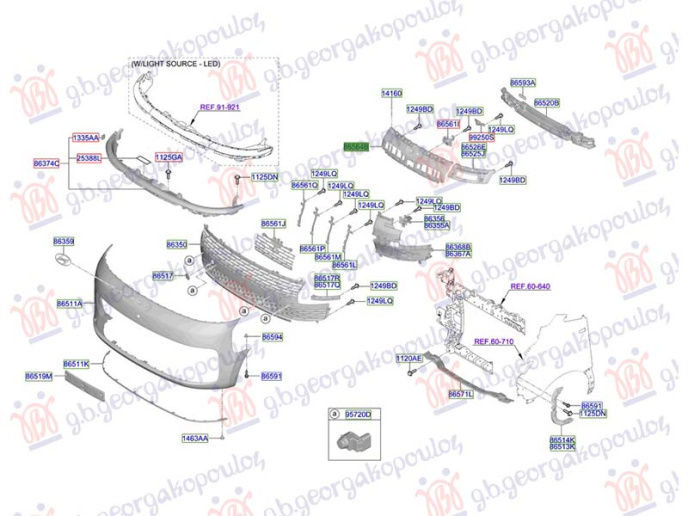 Mbajtëse/bazamenti i parakolpit të përparmë plastik (Origjinal)