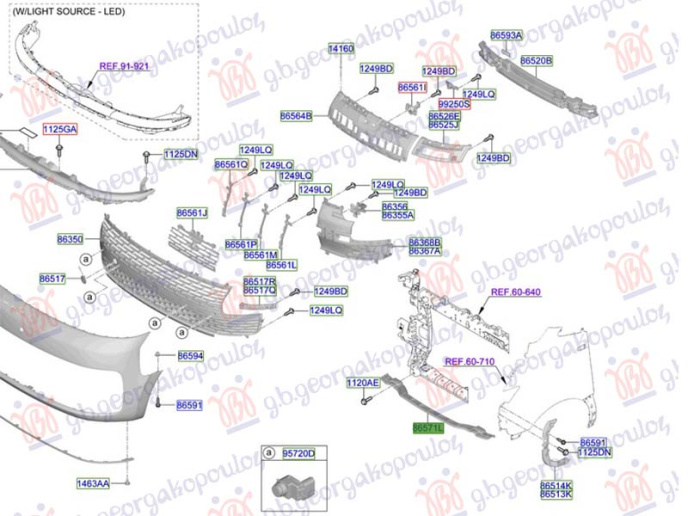 Pjesë e kofano/mbajtës për parakolpin e përparëm i poshtëm (Origjinal)