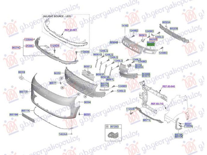 Shtërngues/mbajtës në parakolpin e përparmë i sipërm plastik