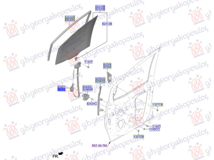 Ngritës/rregullator për dritaren e përparme elektrik (Origjinal)