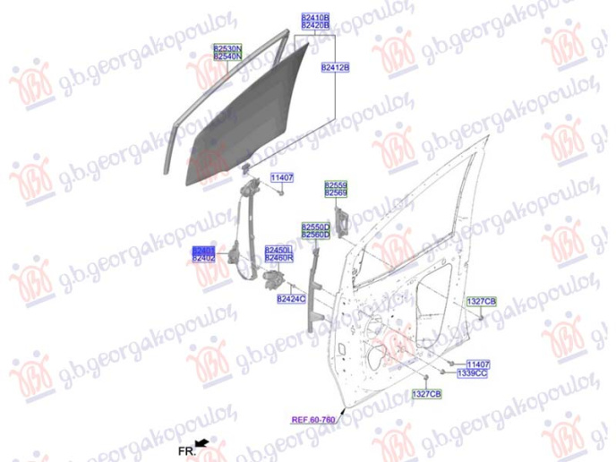 Ngritës/rregullator për dritaren e përparme elektrik (Origjinal)
