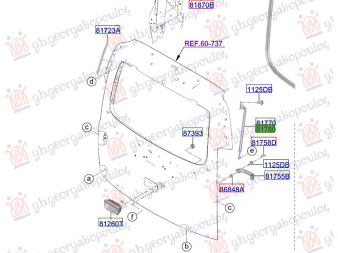 Amortizator (një) derë bagazhi (Origjinal)