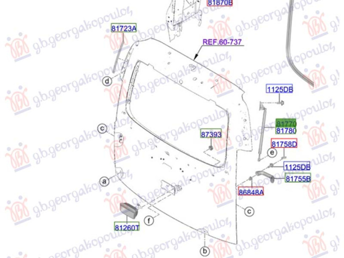 Amortizator (një) derë bagazhi (Origjinal)