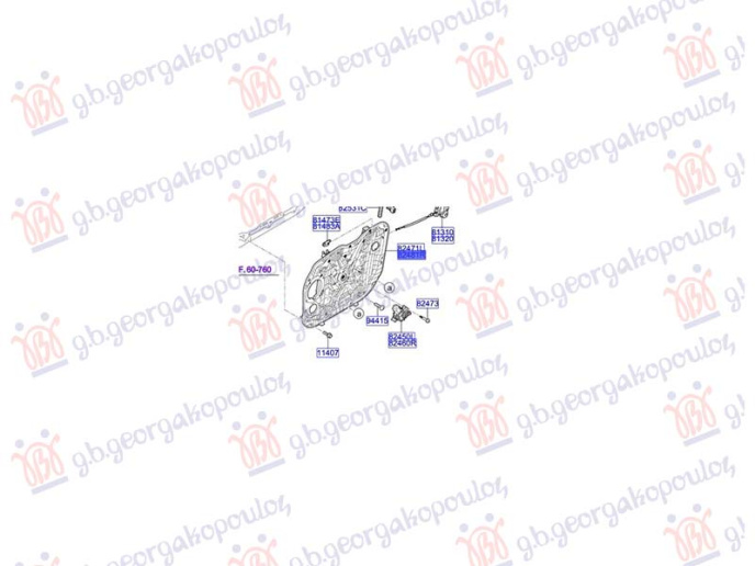 Ngritës/rregullues për dritaren e përparme elektrik (pa motor) (Origjinal)
