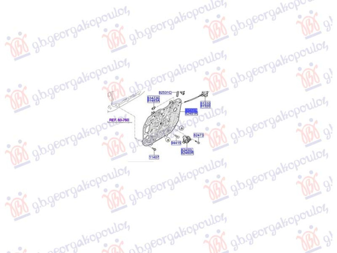 Ngritës/rregullues për dritaren e përparme elektrik (pa motor) (Origjinal)