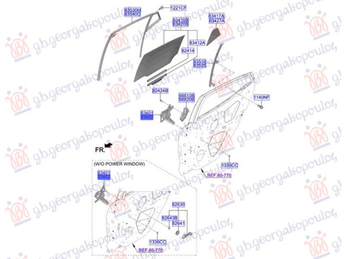Ngritës/rregullues për dritaren e pasme mekanik (Origjinal)
