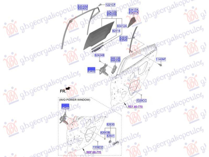Ngritës/rregullues për dritaren e pasme mekanik (Origjinal)