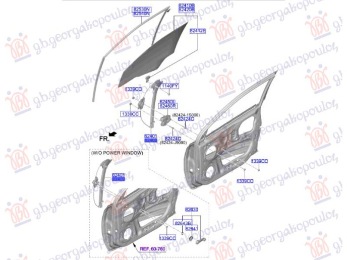 Ngritës/rregullator për dritaren e përparme elektrik (Origjinal)