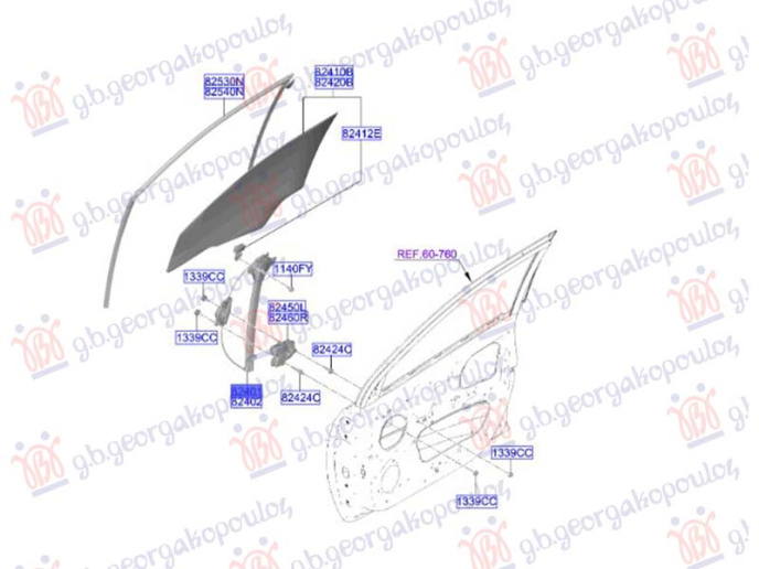 Ngritës/rregullator për dritaren e përparme elektrik (Origjinal)