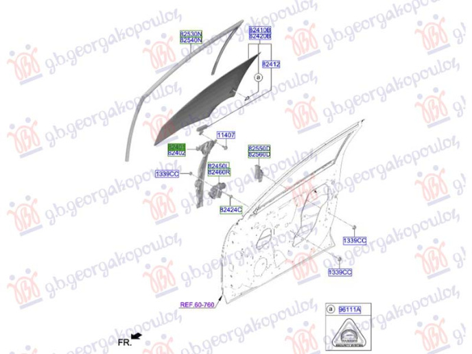Ngritës/rregullues për dritaren e përparme elektrik (pa motor) (Origjinal)