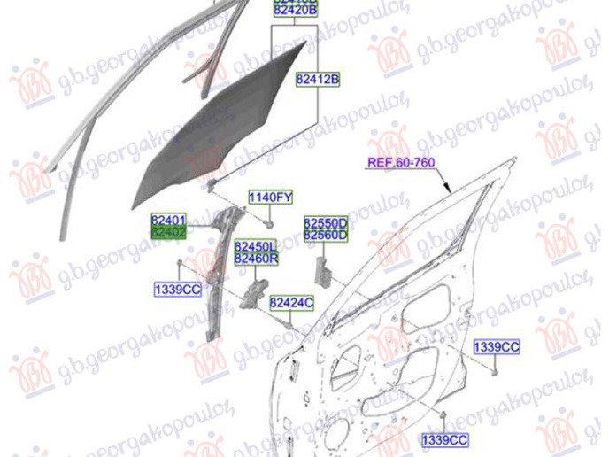 Ngritës/rregullues për dritaren e përparme elektrik (pa motor) (Origjinal)