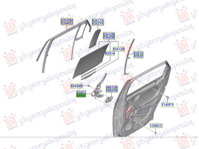 Ngritës/rregullues për dritaren e pasme elektrik (pa motor) (Origjinal)