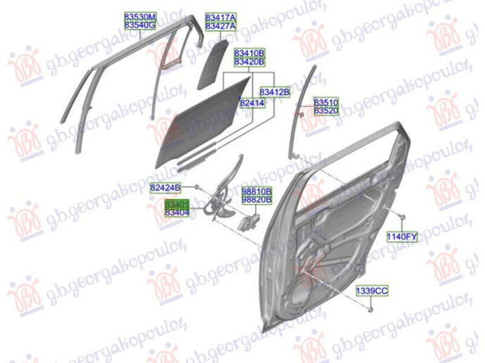 Ngritës/rregullues për dritaren e pasme elektrik (pa motor) (Origjinal)