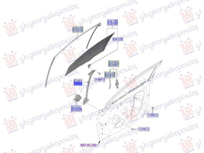 Ngritës/rregullues për dritaren e përparme elektrik (pa motor) (Origjinal)