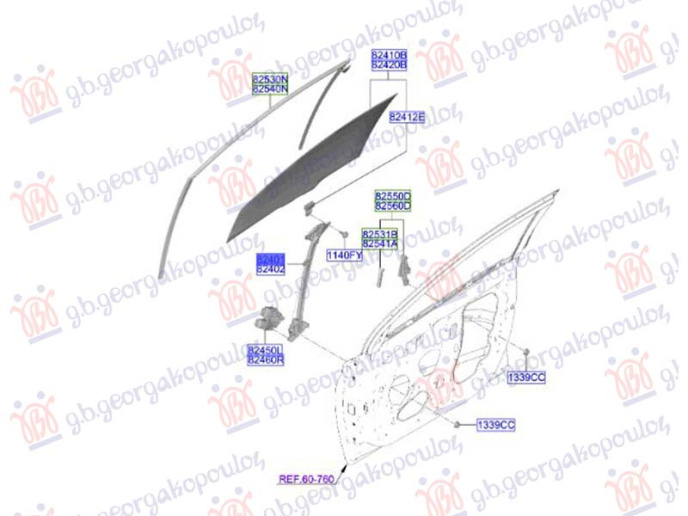 Ngritës/rregullues për dritaren e përparme elektrik (pa motor) (Origjinal)