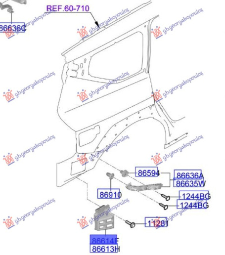 Kapëse/mbajtëse plastik e parakolpit të pasmë (Origjinal)