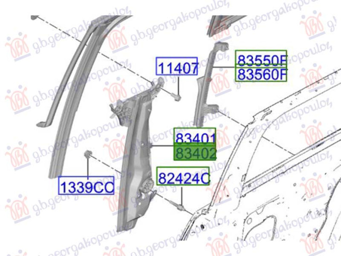 Ngritës/rregullues për dritaren e pasme elektrik (pa motor) (Origjinal)