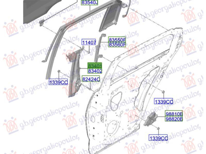 Ngritës/rregullues për dritaren e pasme elektrik (pa motor) (Origjinal)