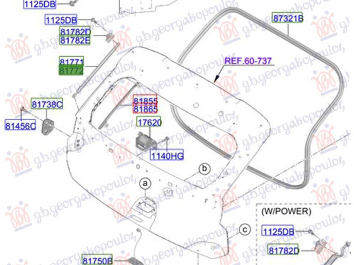 Amortizator (një) derë bagazhi (Origjinal)