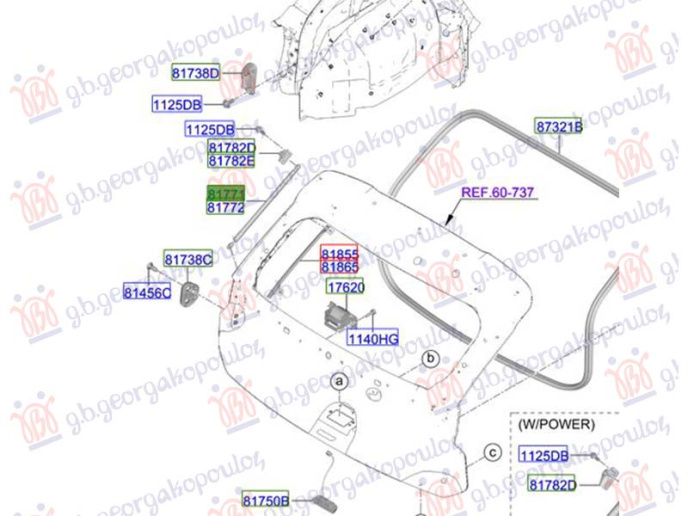 Amortizator (një) derë bagazhi (Origjinal)